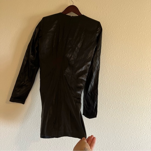 GAUGE81 Zarate black satin long sleeves cocktail evening mini dress Size Small - Picture 8 of 9